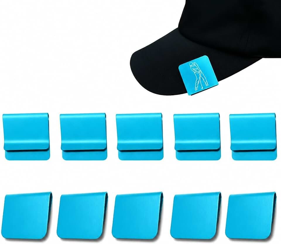 10 Pack Hat Clips, Blank Aluminum Hat Clips for Laser Engraving, Hat Accessories, Golf Hat Clip Blanks for DIY, Vinyl, UV Printing, Small Business & Personalized Gifts (Sky Blue)