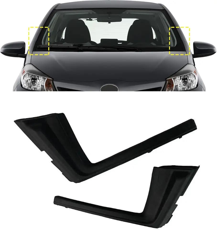 Black Windshield Wiper Cowl Fender Trim Fits Toyota Yaris 2012-2015 Pair