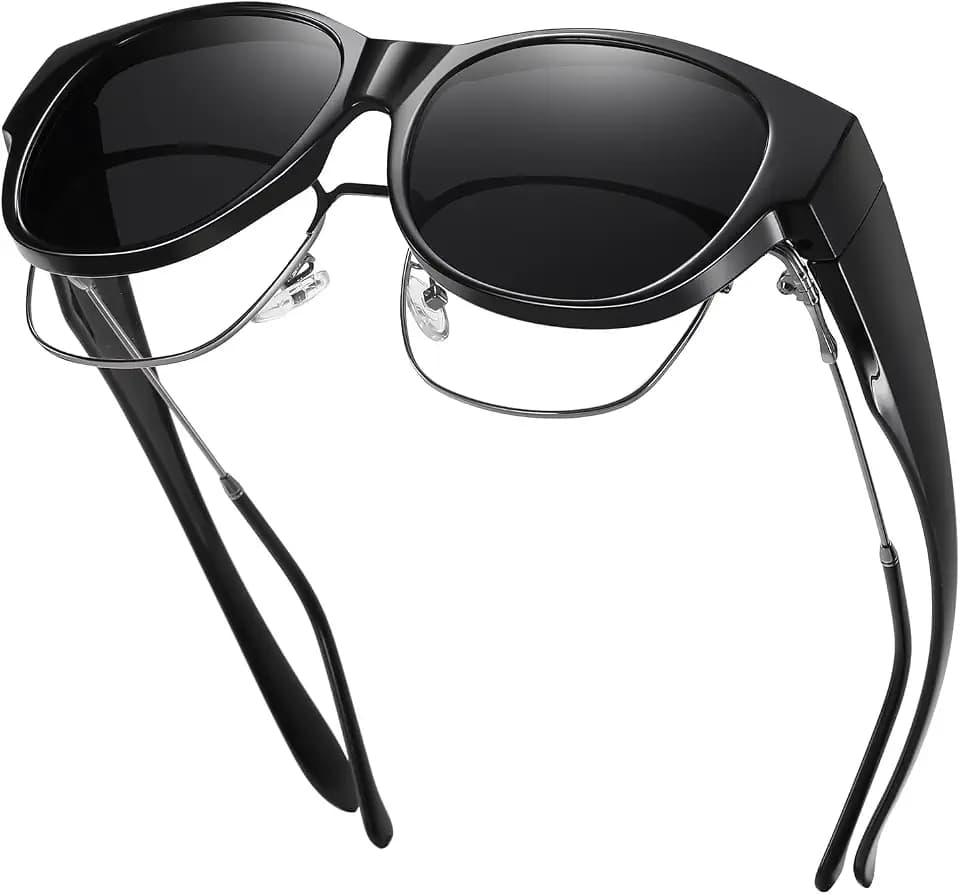 GEGURI Polarized Sunglasses Fit Over Glasses for Men Women, Oversized Square Sun Glasses UV400 Protection Shades