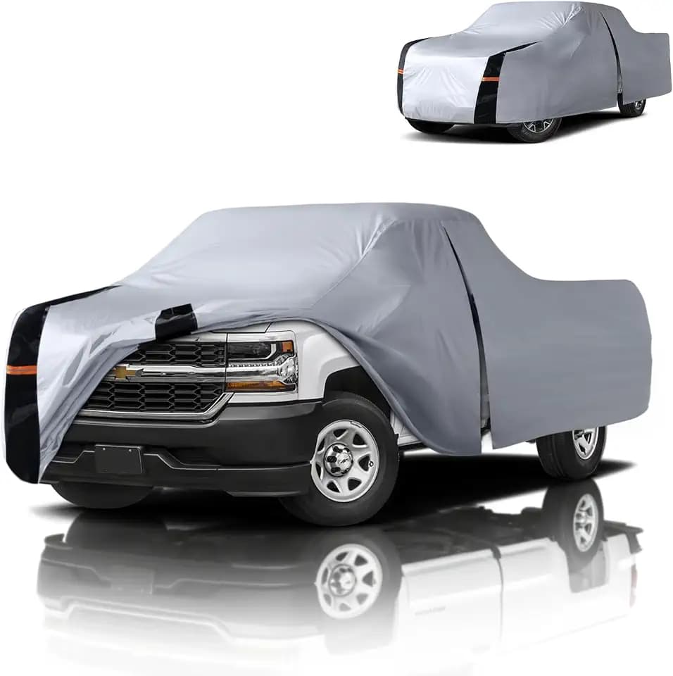 Multi-Layer Chevy Silverado Truck Cover, Custom Fit Silverado 1500 1998-2026 Extended Cab Short Bed(6.5')Car Cover Waterproof All Weather, Full Exterior Cover Rain Wind and UV Protect With Door Zipper