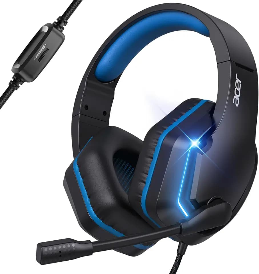 Acer Wired Gaming Headset for PS5, Xbox Series X|S, LED Gaming Headphones