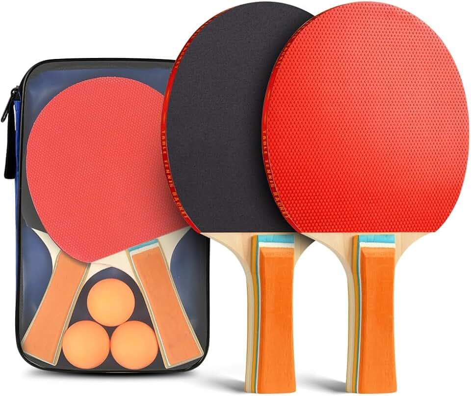 Flintronic Tischtennis Set, Tischtennisschläger, 2 Tischtennisschläger + 3 Tischtennisbälle, Ping Pong Set,Tischtennisschläger Set mit Tragetasche für Anfänger und Fortgeschrittene,Familien und Profis