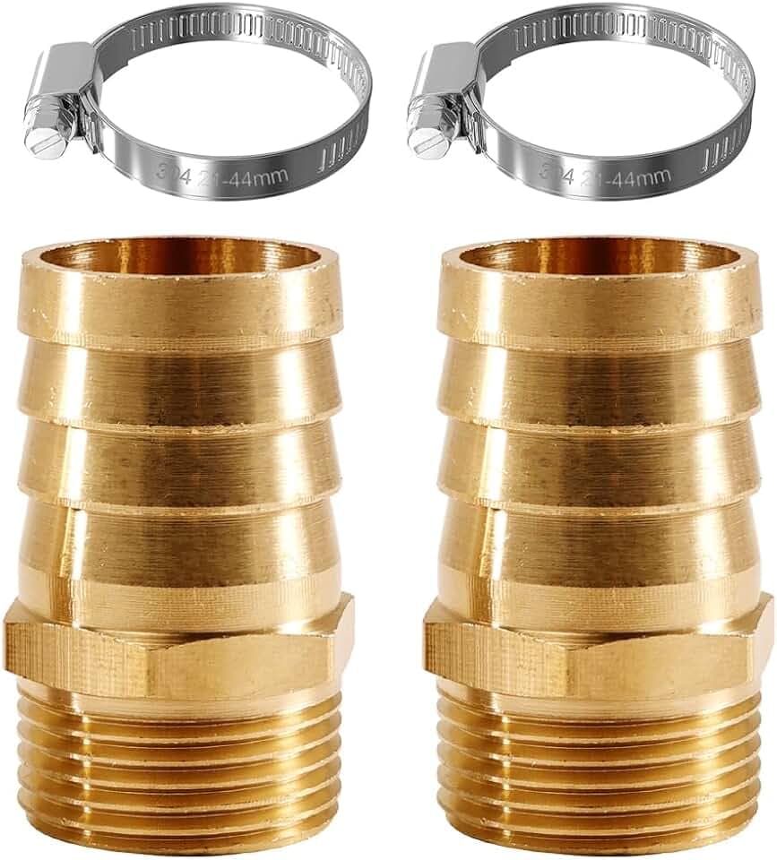 2 Stück 1 Zoll Messing Schlauchtülle, 1" AG x 32mm Schlauchverschraubung,