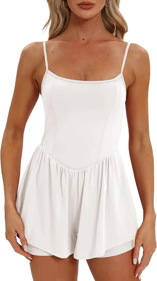 Beaully Women's Summer Sleeveless Rompers Spaghetti Strap Shorts Jumpsuit