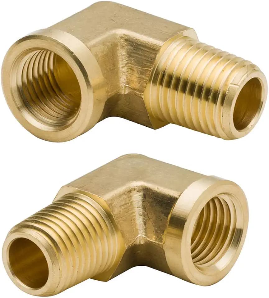 1/8 Inch Brass Street 90 Degree Elbow 1/8" NPT Male x 1/8" NPT Female Forged Pipe Fitting (Pack of 2)