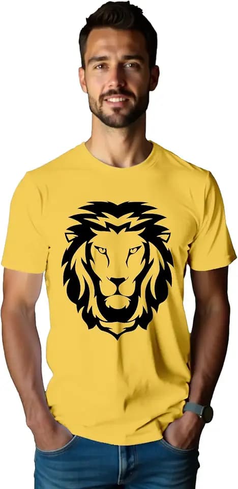 Herren T-Shirt mit Löwengesicht, Afrika, Löwen, T-Shirt