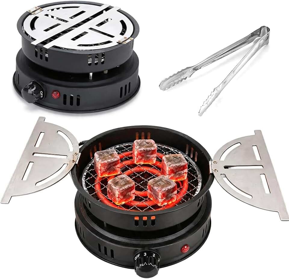 RANJIMA Shisha Kohleanzünder Elektrischer, Kohlegrill Toaster mit Zange, 1000W Kohleanzünder Elektrisch für Kohle, Outdoor Kabel Kohlegrill Zubehör Elektro Holzkohl-Anzünder Kaffee Geschenk