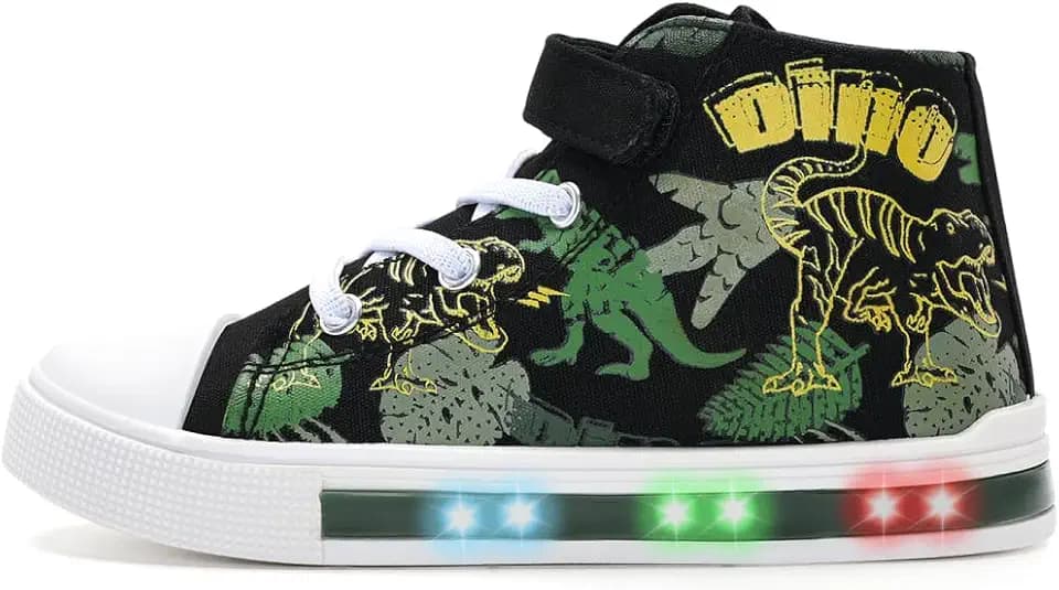 EUXTERPA Kids Light-Up Sneakers High-Top Canvas Shoes