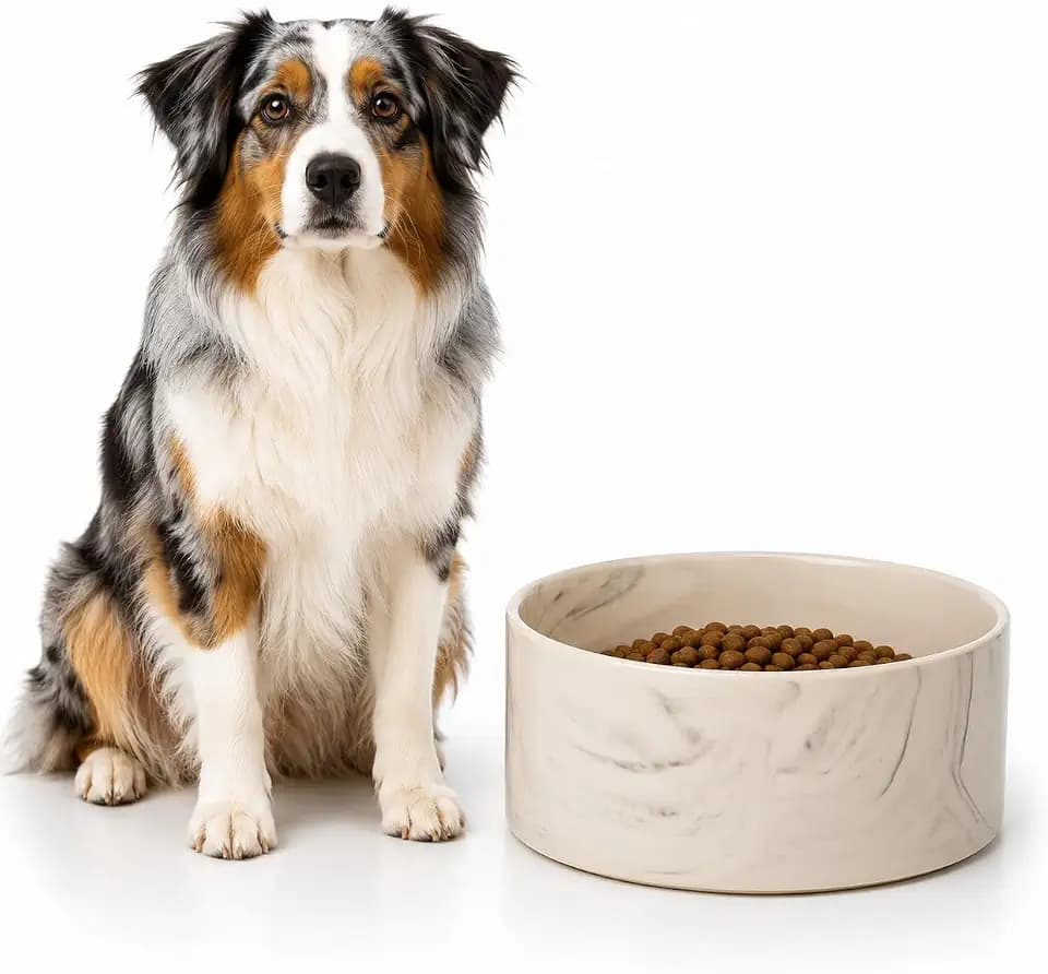 Hundenapf Keramik – rund – 750ml – grau – spülmaschinenfest – für mittelgroße Hunde – Flamingo dog bowl baron