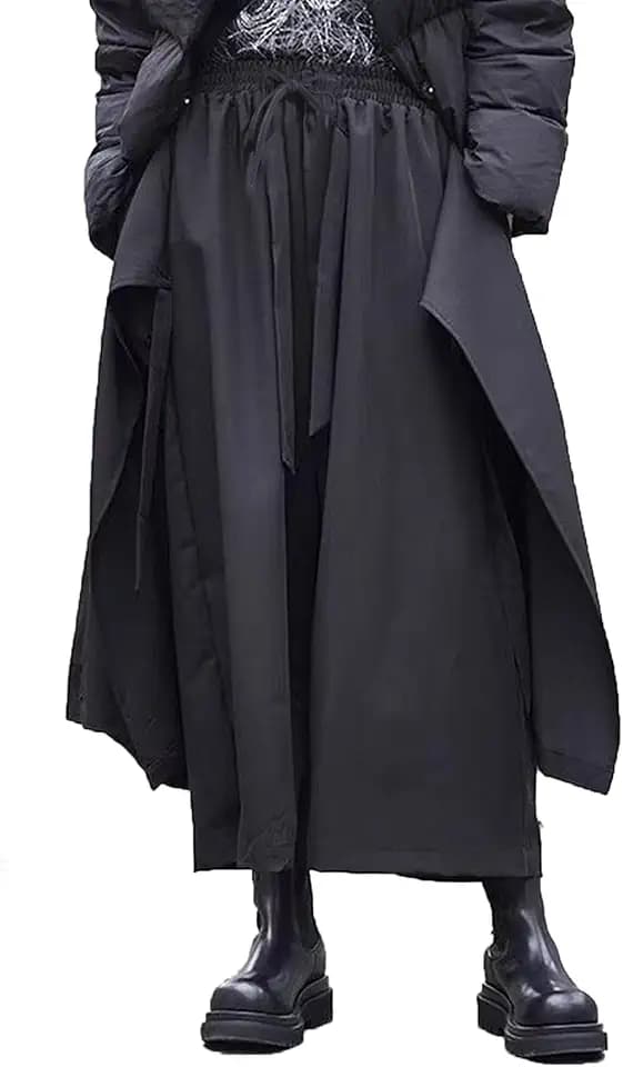 CLANMILUMS Men Women's Black Skirt Pants Loose Harem Pant Unisex Casual Harajuku Kimono Trousers
