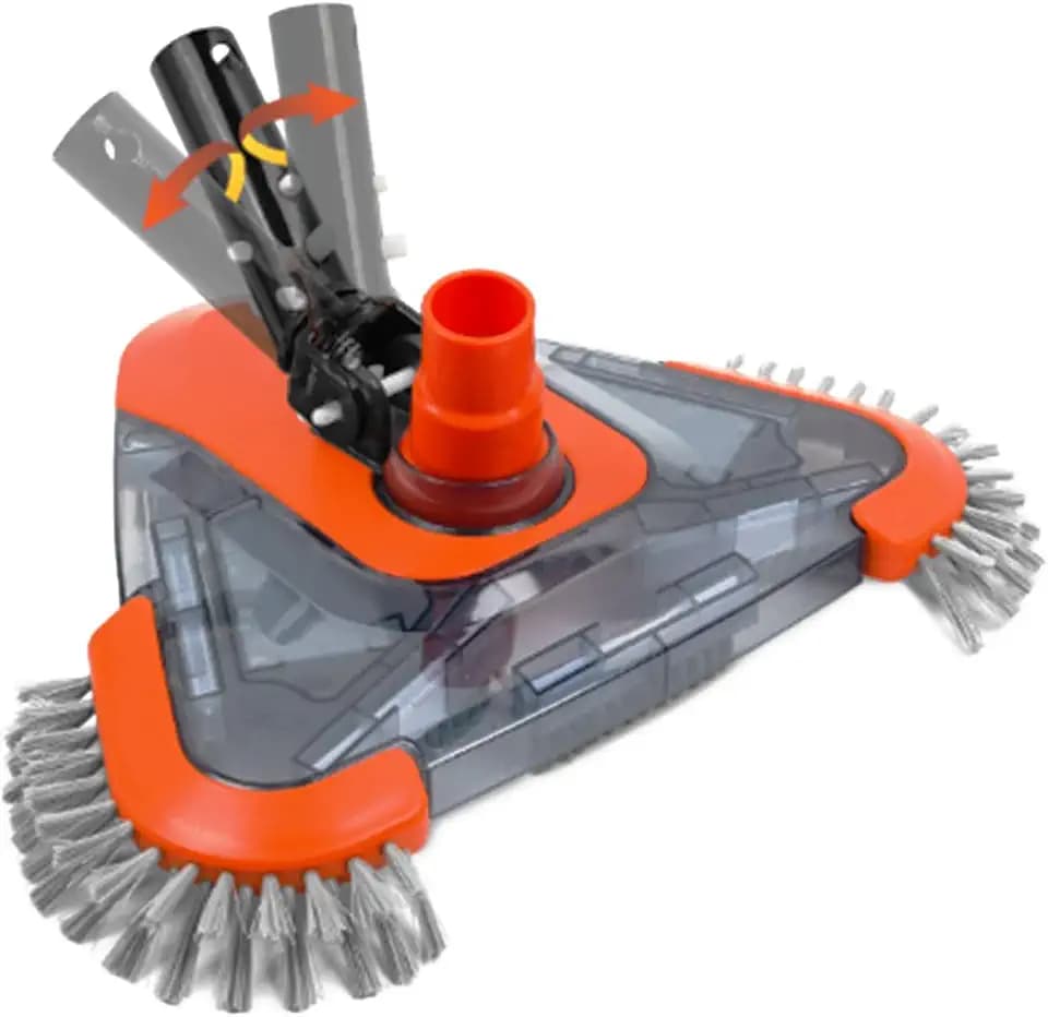 TidyMister Pool Vacuum Head with Direction-Control Handle & Side Brush -Swimming Weighted Triangular Brush Vac with Universal Rotatable Adapter-Deep Clean for Vinyl Liner,Inground & Above Ground Pools