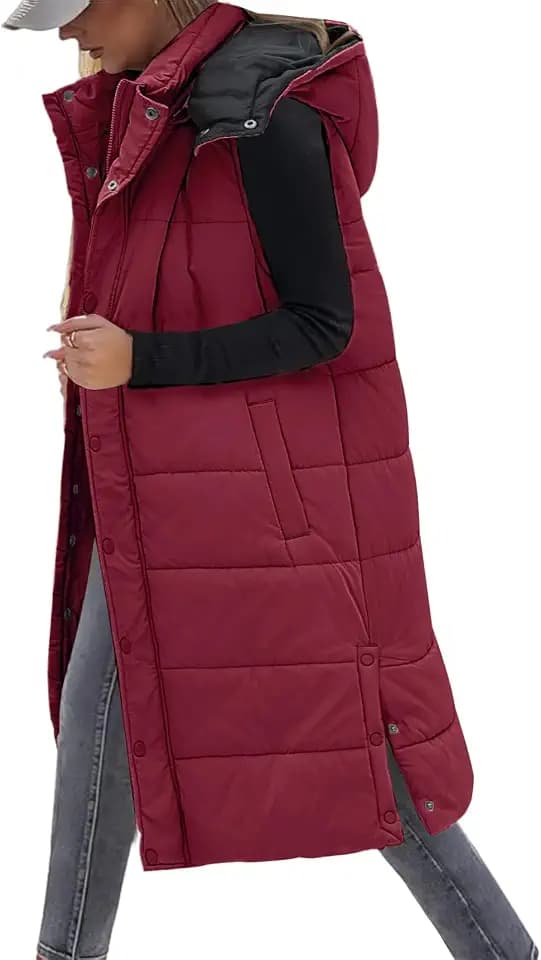 UMIPUBO Women's Long Puffer Vest Sleeveless Jacket Warm Gilet