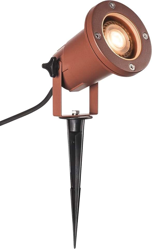 SLV NAUTILUS XL | Außenlampe für die Beleuchtung von Garten, Terrasse, Pflanzen, Wegen, Teich, Aussen-Leuchte, Außen-Strahler | IP65, GU10, mit Stecker, rost