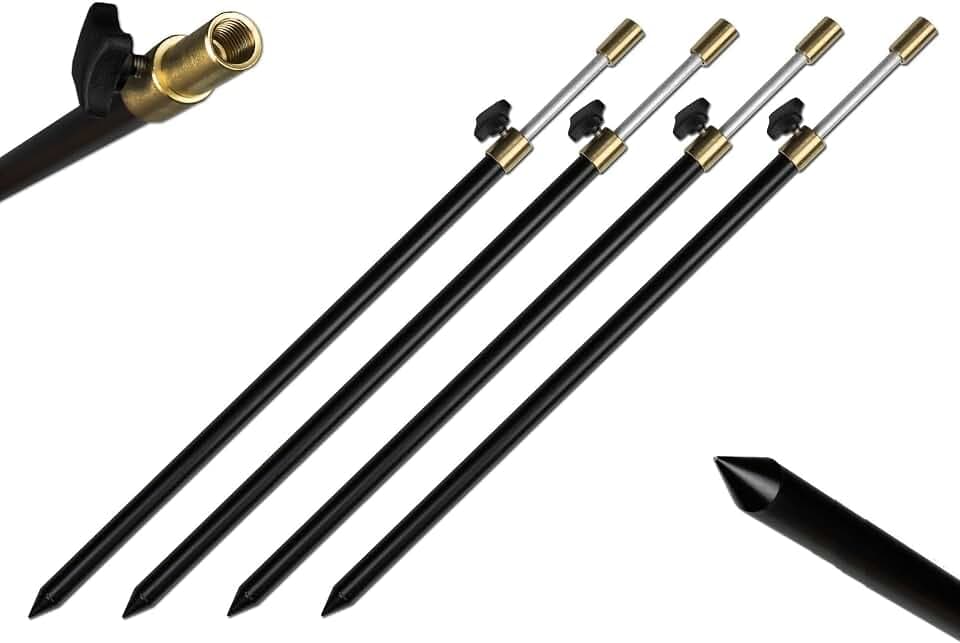 4 Stück Aluminium Bankstick Teleskop Rutenhalter 30-50/50-90/75-120cm schwarz Rodpod Rutenauflage