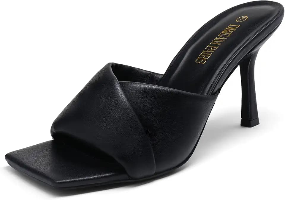DREAM PAIRS Women's Slip On Soft Comfort Dressy Mule Heels