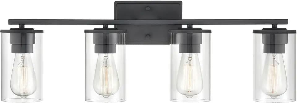 ML Lighting Verlana - 4 Light Bath Vanity-9.88 Inches Tall and 27.63 Inches Wide-Matte Black Finish
