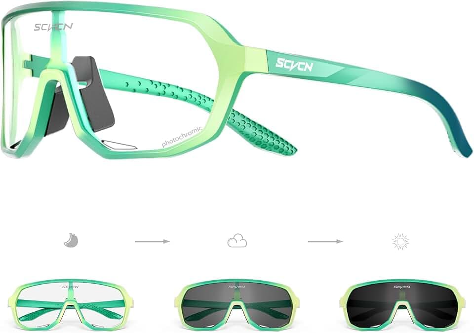 SCVCN Selbsttönend Polarisiert Fahrradbrille Sportbrille Herren Damen S63
