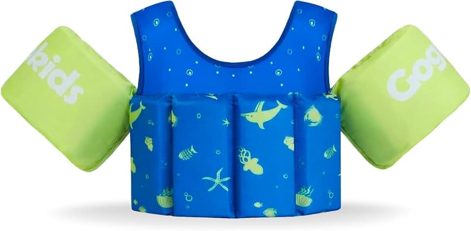 Gogokids Toddler Floaties Fit 33-66 Lbs Kids, Toddler Swim Vest with Double Safety Buckles Water Wings for 2-6 Years Old Boys and Girls in Pool/Puddle/Beach
