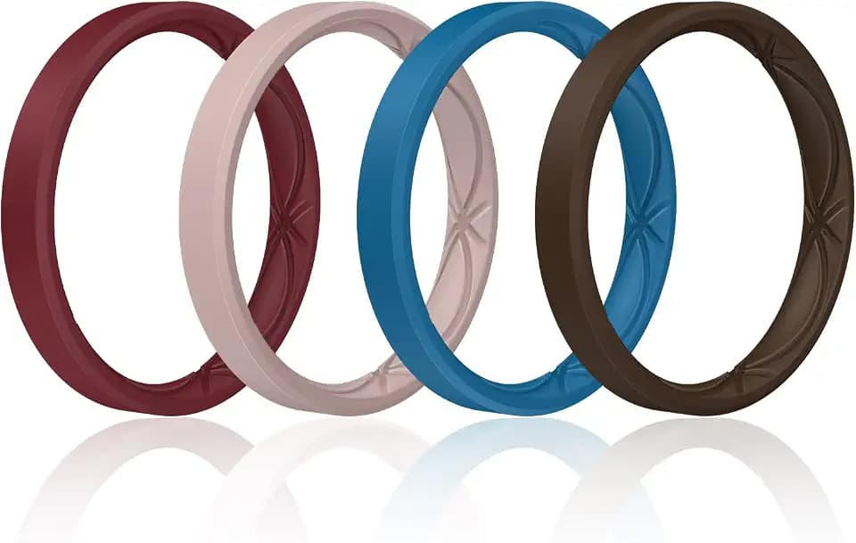 Egnaro Women’s Silicone Stackable Rings, 3.2mm Thin Rubber Wedding Band