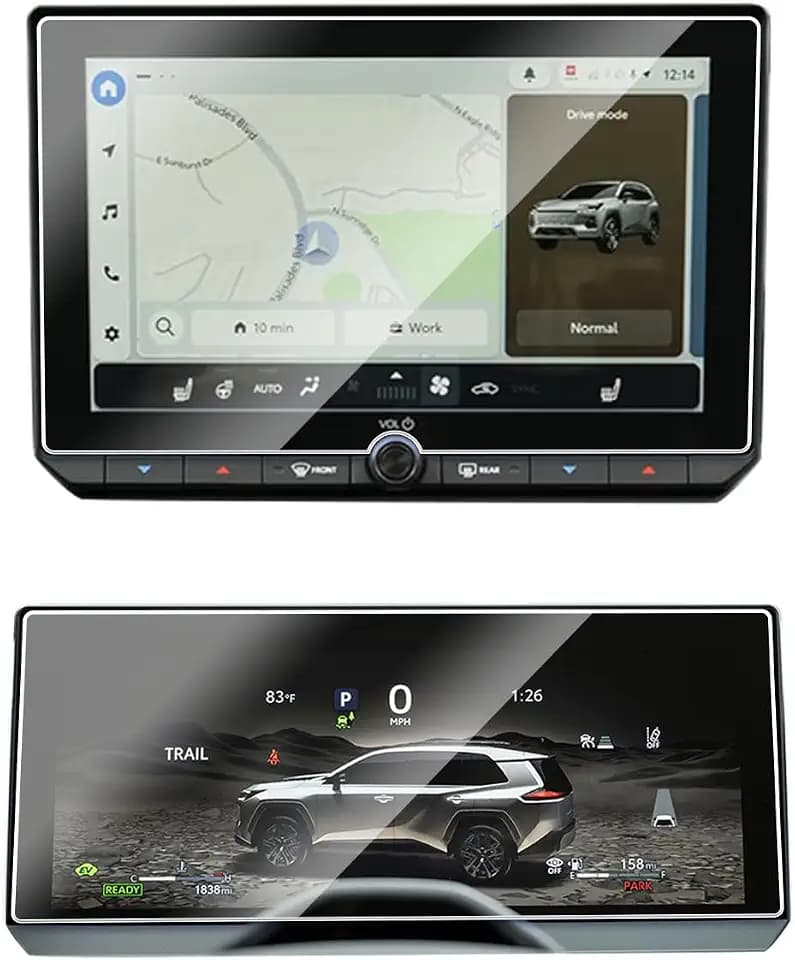 (2PCS) EUEKY Tempered Glass for 2026 RAV 4 Screen Protector 10.5 Inch Nav. & 12.3 Inch Dash Easy Install for 2026 RAV 4 LE/ SE / XLE /XLR Premium / Woodland 2026 RVA 4 Accessories - High Touch Sensitivity 【Remove Safely】