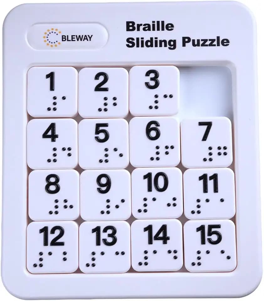 Braille Sliding Magnetic Puzzle, Classic Number Brain Teaser for the Blind and Sighted, Arrange Numbers in Order, Accessible Game for Blind (Number)