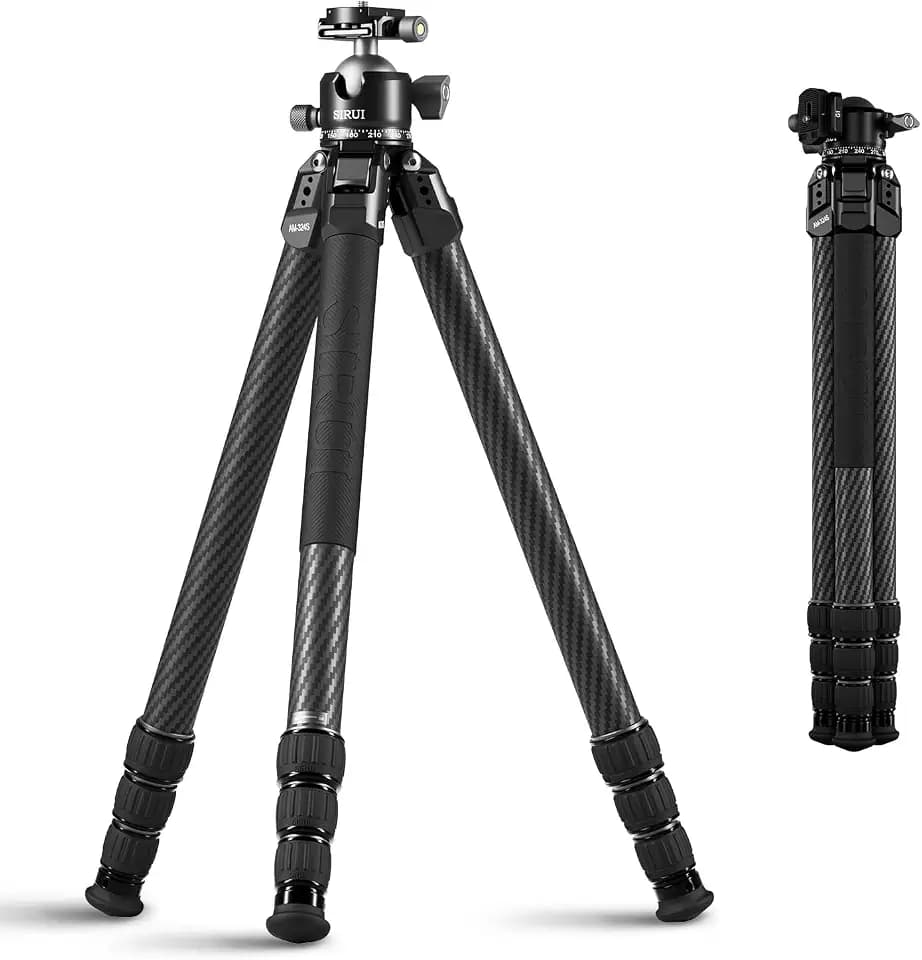 SIRUI 59.8"/152cm Heavy Duty Carbon Fiber Tripod for Camera, Max Load 20kg