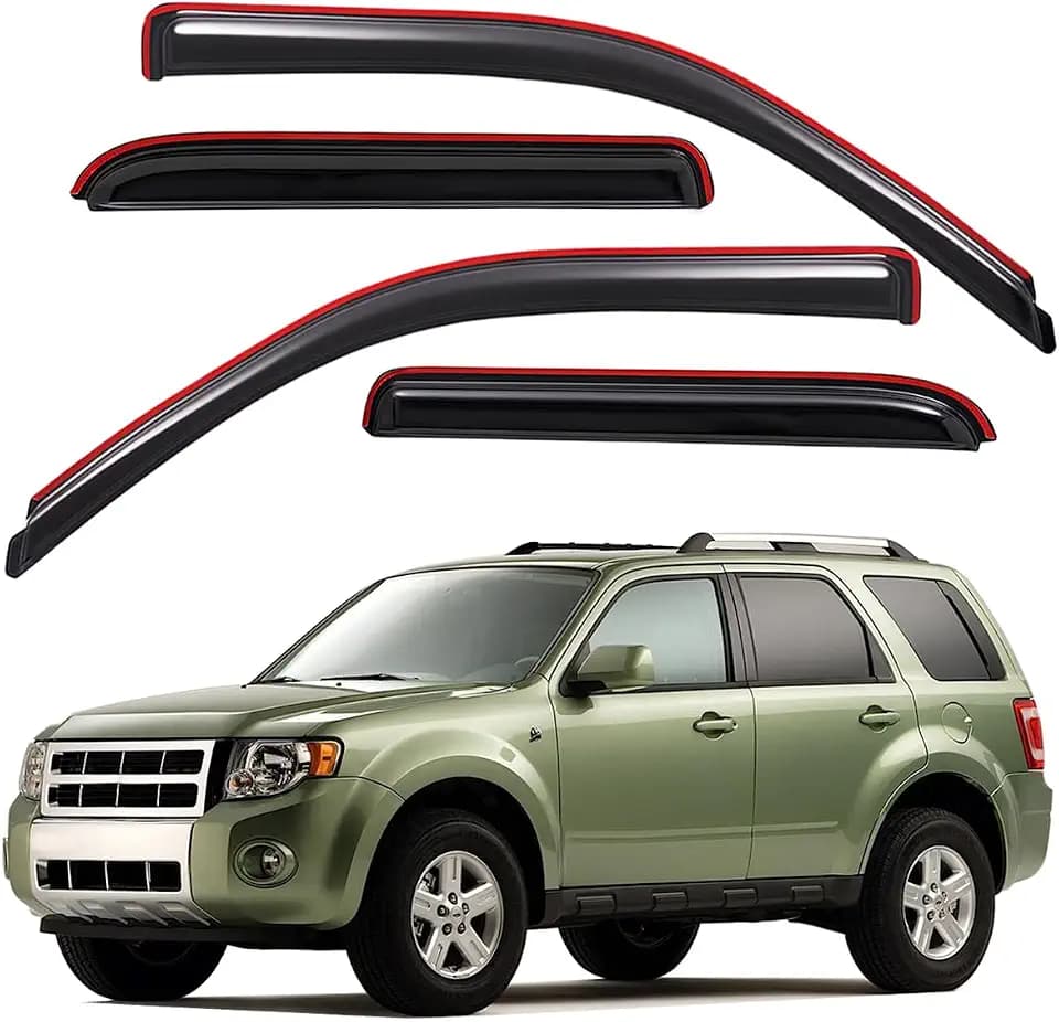 Lightronic In-Channel Auto Vent Window Visors, Fit 2008-2012 Ford Escape (INCLUDES Hybrid), 2008-2011 Mercury Mariner & Mazda Tribute, UV Protection Rain Guards, Original Wind Deflectors, Smoke, 4-Pcs