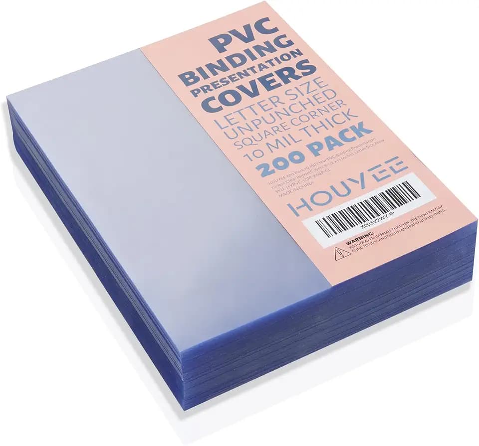 HOUYEE 200 Pack 10 Mil Clear Binding Presentation Covers,PVC,8.5" x 11"