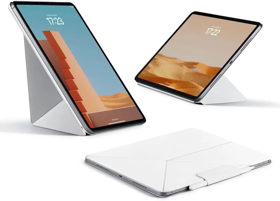 PITAKA for iPad Pro 11 Inch Case M4/M5, 4 Intuitive Angles, Folio2-White