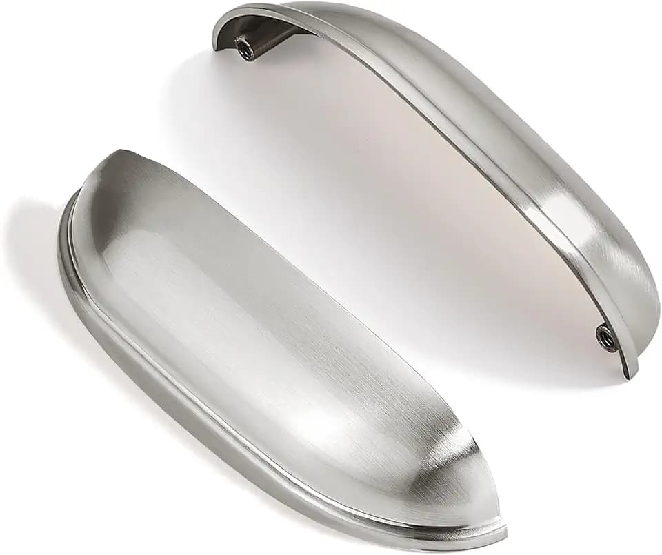 10 Pack 5" Drawer Pulls Brushed Satin Nickel Cabinet Cup Pulls Kitchen Hardware Cabinet Handles Drawer Handles Knobs 5 inch Hole Center