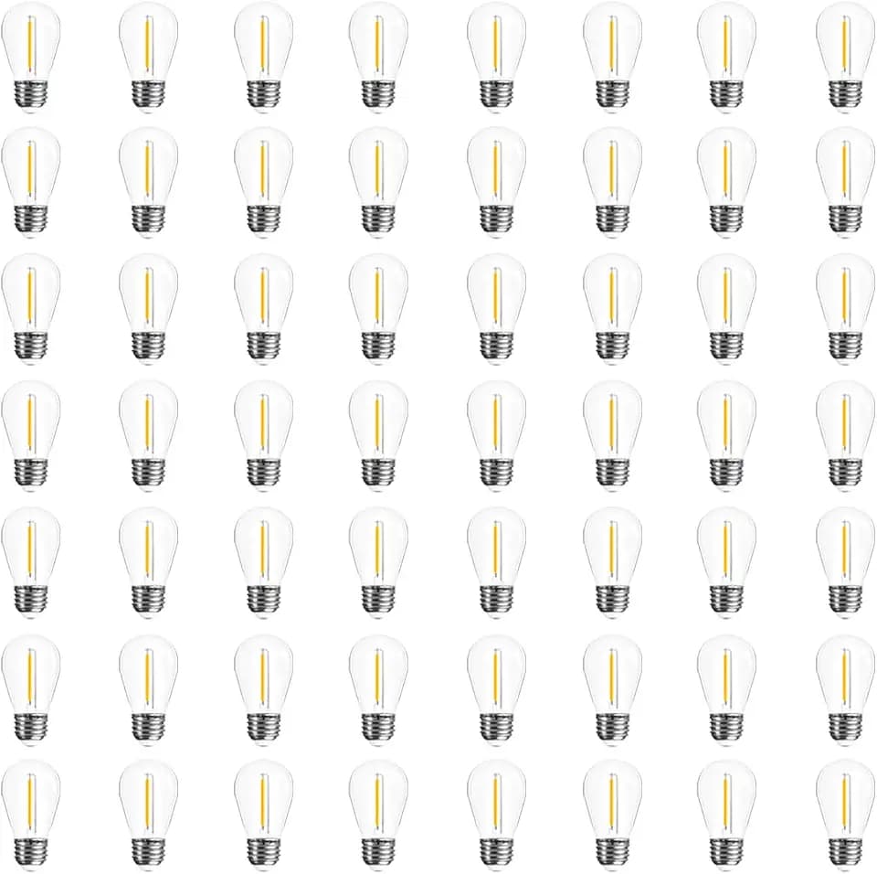Visther 2700K S14 Outdoor String Light Replacement Bulbs for Patio, 48-Pack