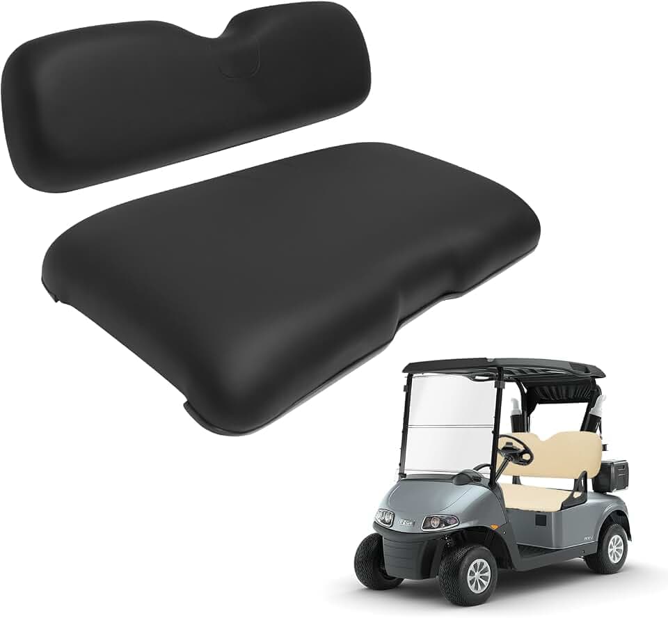 Golf Cart Seat for Club Car EZGO RXV 2008+，Golf Cart Front Seat Cuhsion Replacement，Comfortable Backrest & Bottom Seat Kit，Factory Style，Black