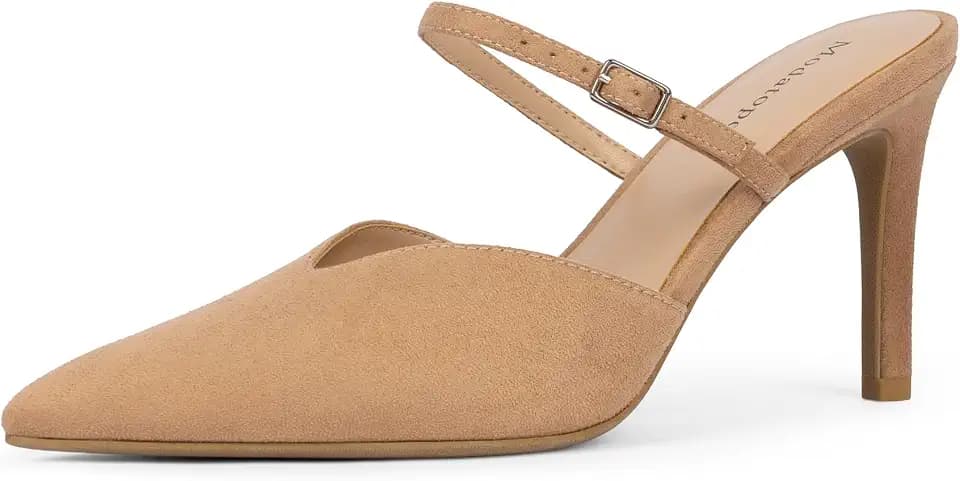 Modatope Pointed Toe Ankle Strap Heels for Women Stiletto Closed Toe Pumps Women Dress Party Mules Sandals