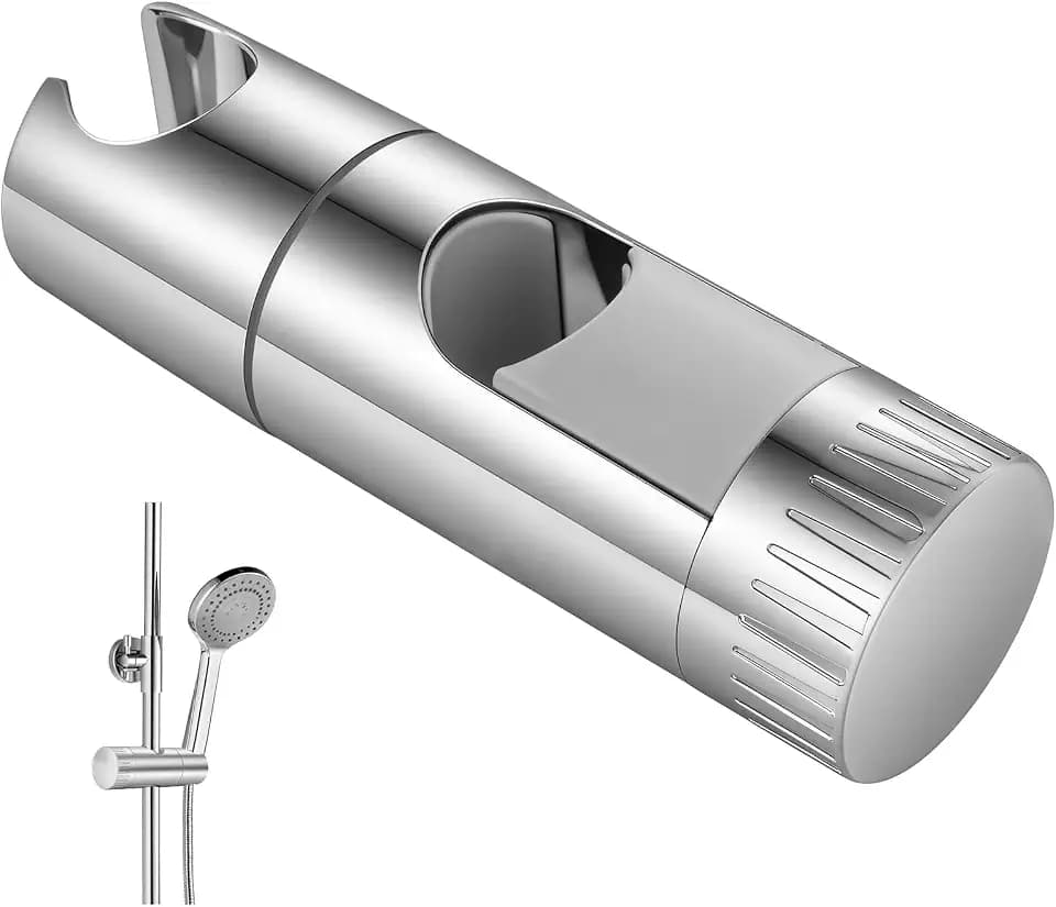 URAQT Universal Handbrause Halterung, Verstellbar Duschhalterung, 360° drehbar Brausehalter ohne Bohren | Duschbrausehalterung für Slide Bar 18-27 mm | Schieberklemme Bad Ersatz, Chrome