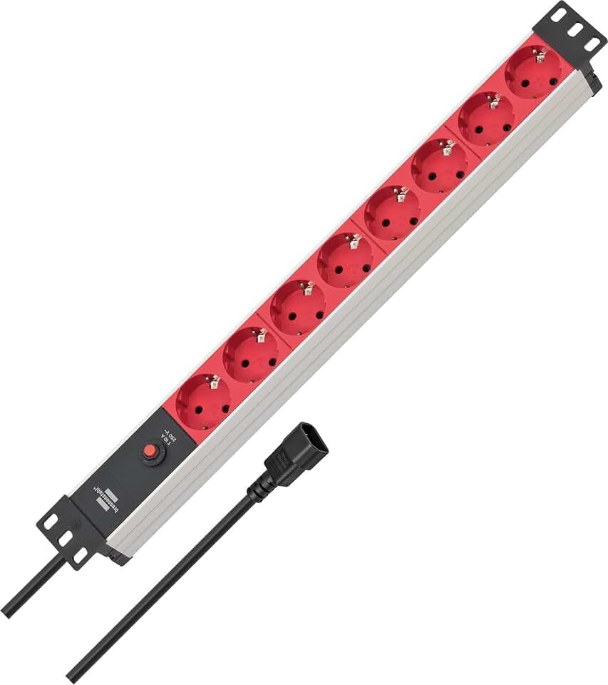 Brennenstuhl Alu-Line 19" Steckdosenleiste 8-Fach, 2m