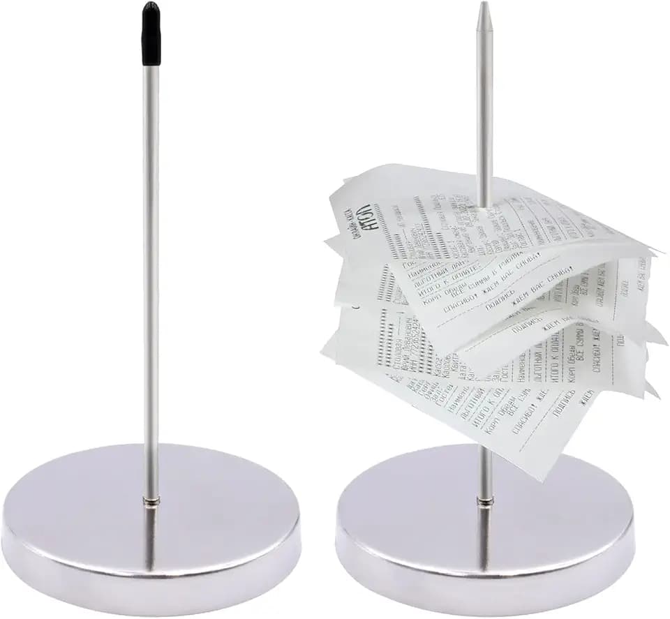 2 Stück Zettelspießer, Abnehmbar Kassenbon Halter, Silber