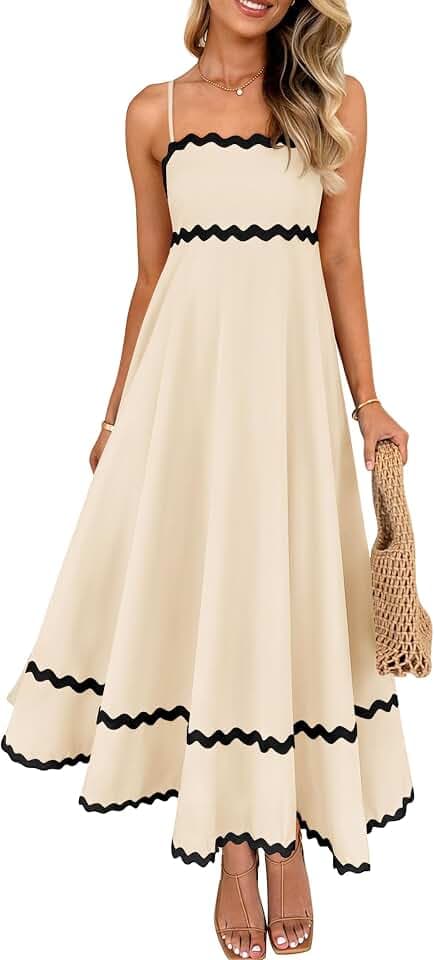 ZESICA Women's 2026 Summer Spaghetti Straps Midi Dress