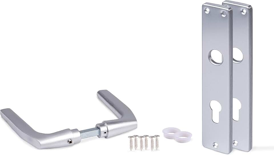 Alberts 215668 Türdrücker | für Einsteckschlösser | Aluminium, silberfarbig eloxiert | 220 x 40 mm