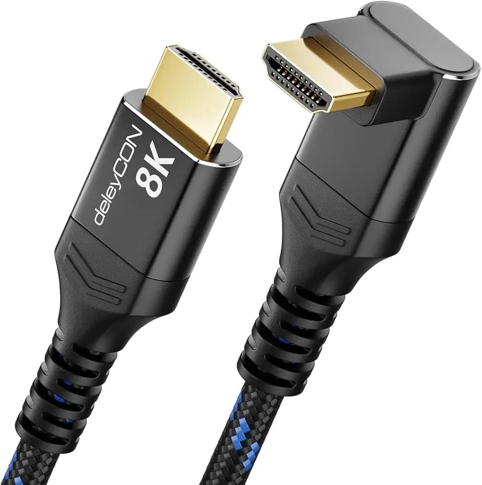 deleyCON 5m 8K HDMI 2.1 Kabel 90° gewinkelt 48Gbps