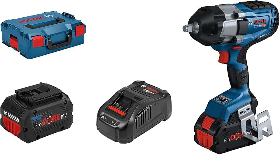 Bosch Professional 18V System BITURBO Akku Drehschlagschrauber GDS 18V-1000 (inkl. 2x ProCORE 18V 5.5Ah, Schnellladegerät GAL 1880 CV, Einlage, L-BOXX)