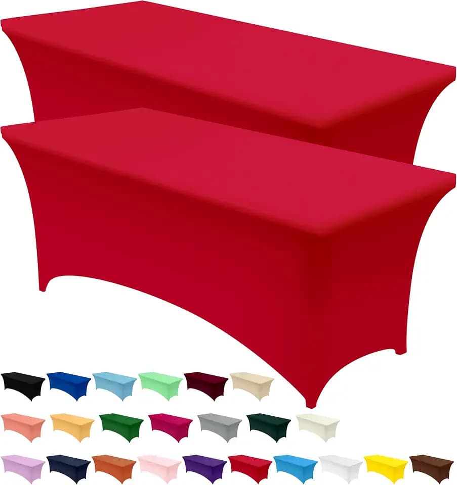Utopia Kitchen Spandex Table Cloth 2 Pack [6FT, 72Lx30Wx30H Inch, Red]