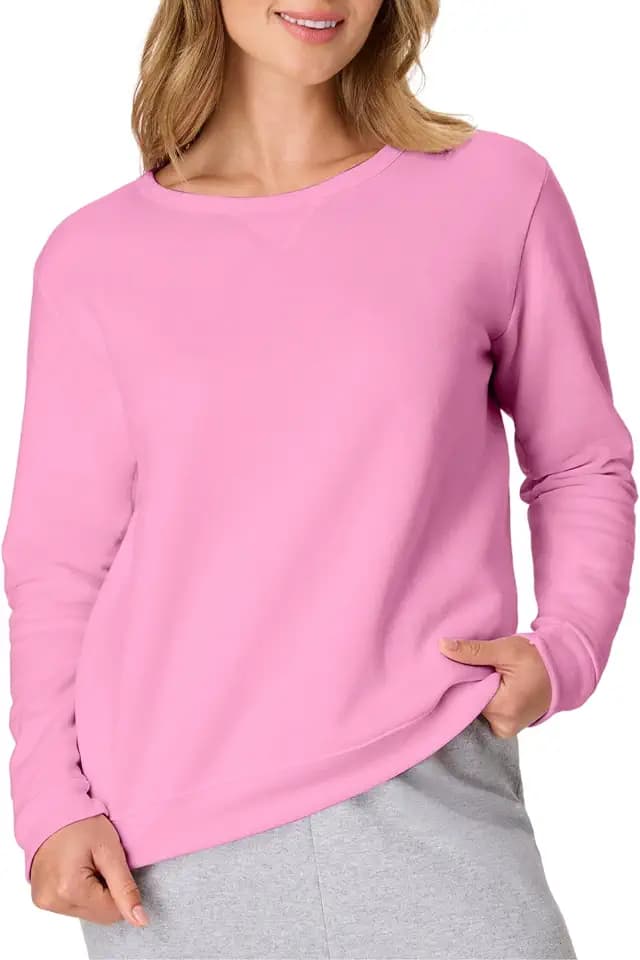 Hanes Damen Crewneck Sweatshirt, EcoSmart Fleece Pullover with V-Notch, Sweatshirt for Women Sweatshirt (1er Pack)