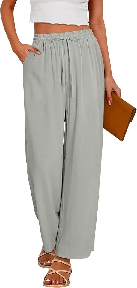 CRAZY GRID Wide Legs Pants for Womens Summer Vacation Clothes XS-XXL