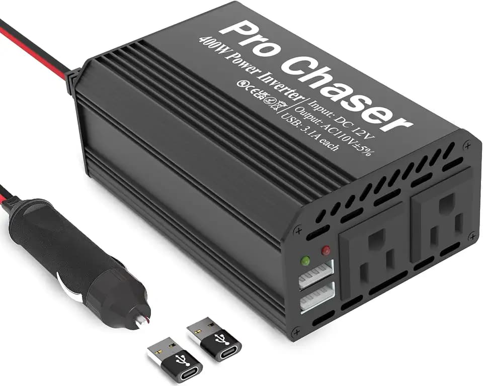 Pro Chaser 400W Car Power Inverter 12V DC to 110V AC Car Truck RV