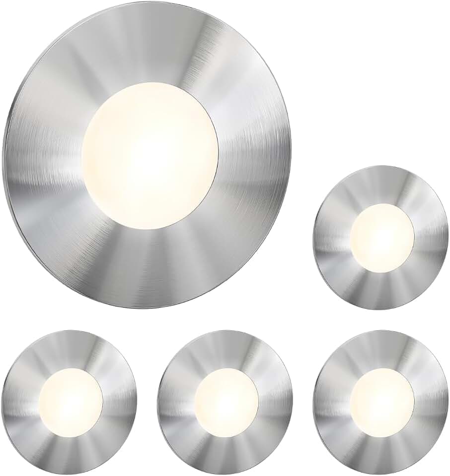 ledscom.de 5x LED Treppenlicht/Wandeinbauleuchte FEX für innen und außen, rund, edelstahl, 85mm Ø, warmweiß