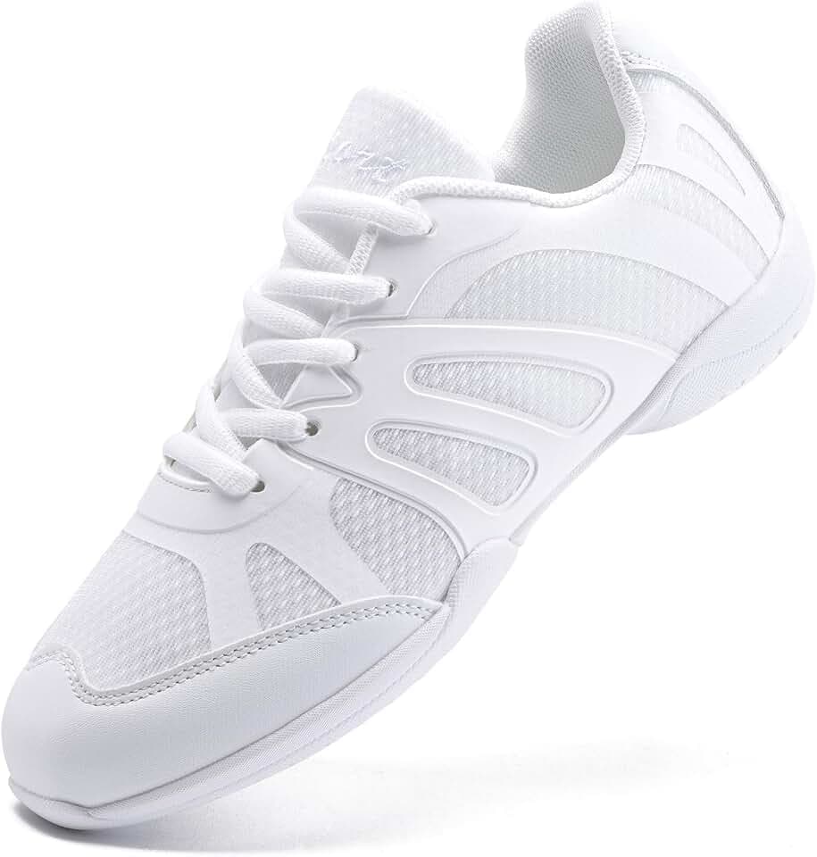 Youth Cheer Shoes Girls White Cheerleading Shoes Dance Athletic Training Breathable Fabric Dancing Lightweight Competition Comfortable Sport Kids Girls Cheer Sneakers