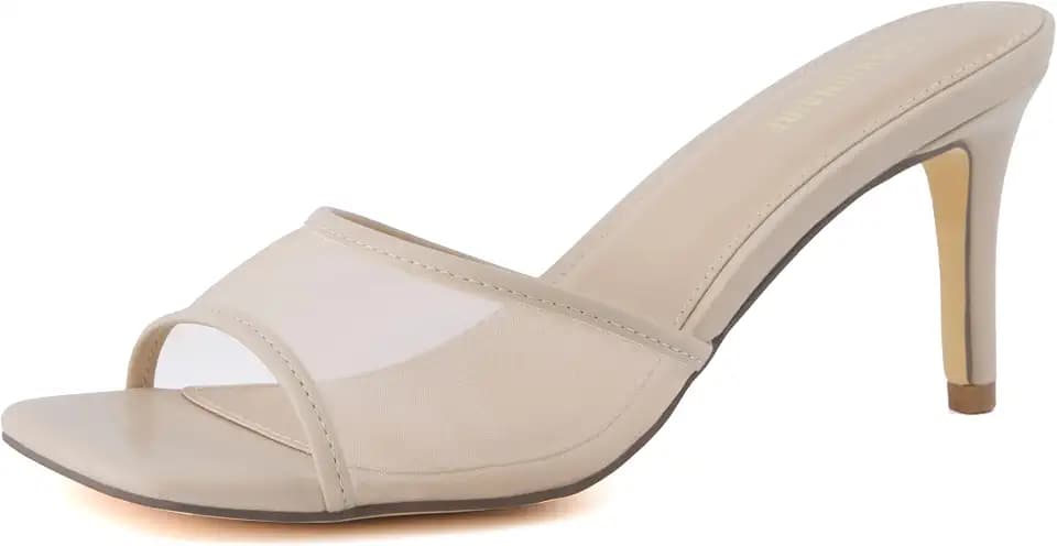 CUSHIONAIRE Evie Kitten Heel Sandals for Women, Slip On One Band Dress Sandals with Memory Foam, Wide Widths and 3 Inch Heel