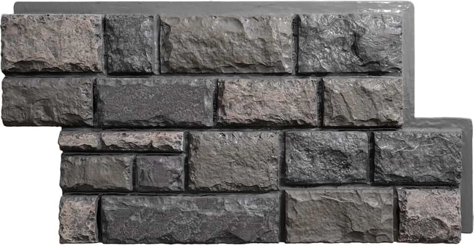 EverStone Regal Faux Stone Panel, 47 3/4"W x 24 3/4"H x 1 3/4"D, Charcoal Color