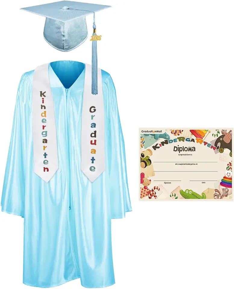 GraduationMall Kindergarten Graduation Cap Gown Stole Package with 2026 Tassel, Certificate