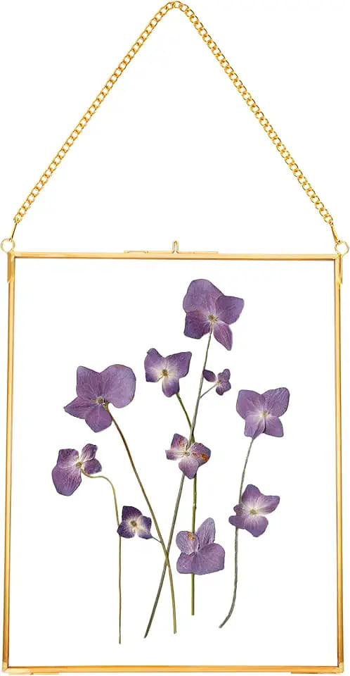 REDHUGO Hanging Pressed Flower Frames, Double Glass, Gold, 8x10 Inches